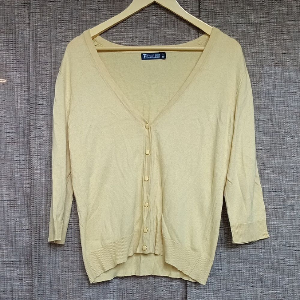Cotton Blend Yellow Cardigan Sweater